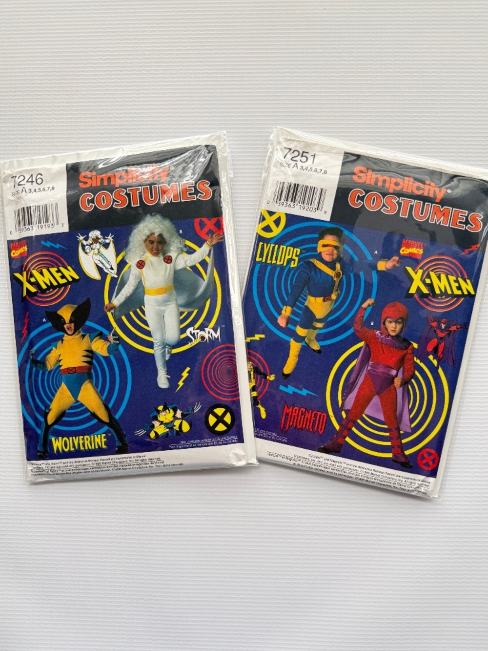 Vintage 1996 Simplicity X-Men Costume Patterns 7246 & 7251 UNCUT Kids Sizes 3–8
